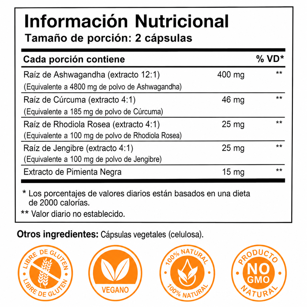 🌿EXTRACTO DE ASHWAGANDHA FÓRMULA PRÉMIUM 5 en 1